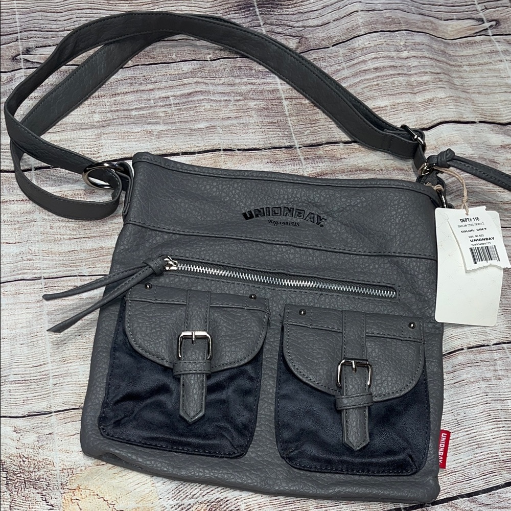 UNIONBAY Gray Crossbody Purse Adjustable NWT